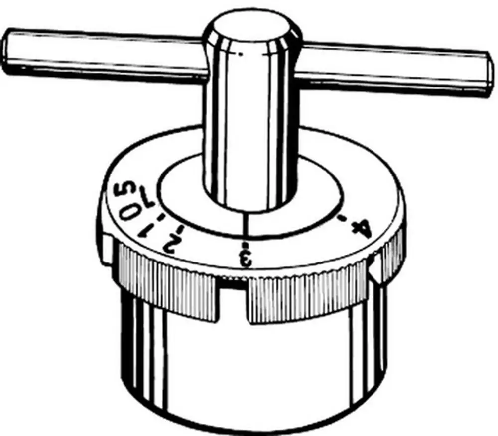 Skalenschlüssel zur Voreinstellung mit einer T-Griffform. Verwendung mit Oberteilen von IMI Hydronic Engineering, Modell 4320 und 4322.